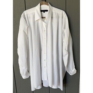 Urban Zen Oversized Boyfriend Shirt Blouse Womens M/L White Cotton Long Sleeve